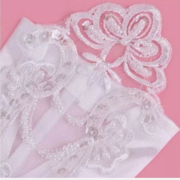 Pearl lace Bridal glove Wedding Prom Party Costume - Picture 6 of 6